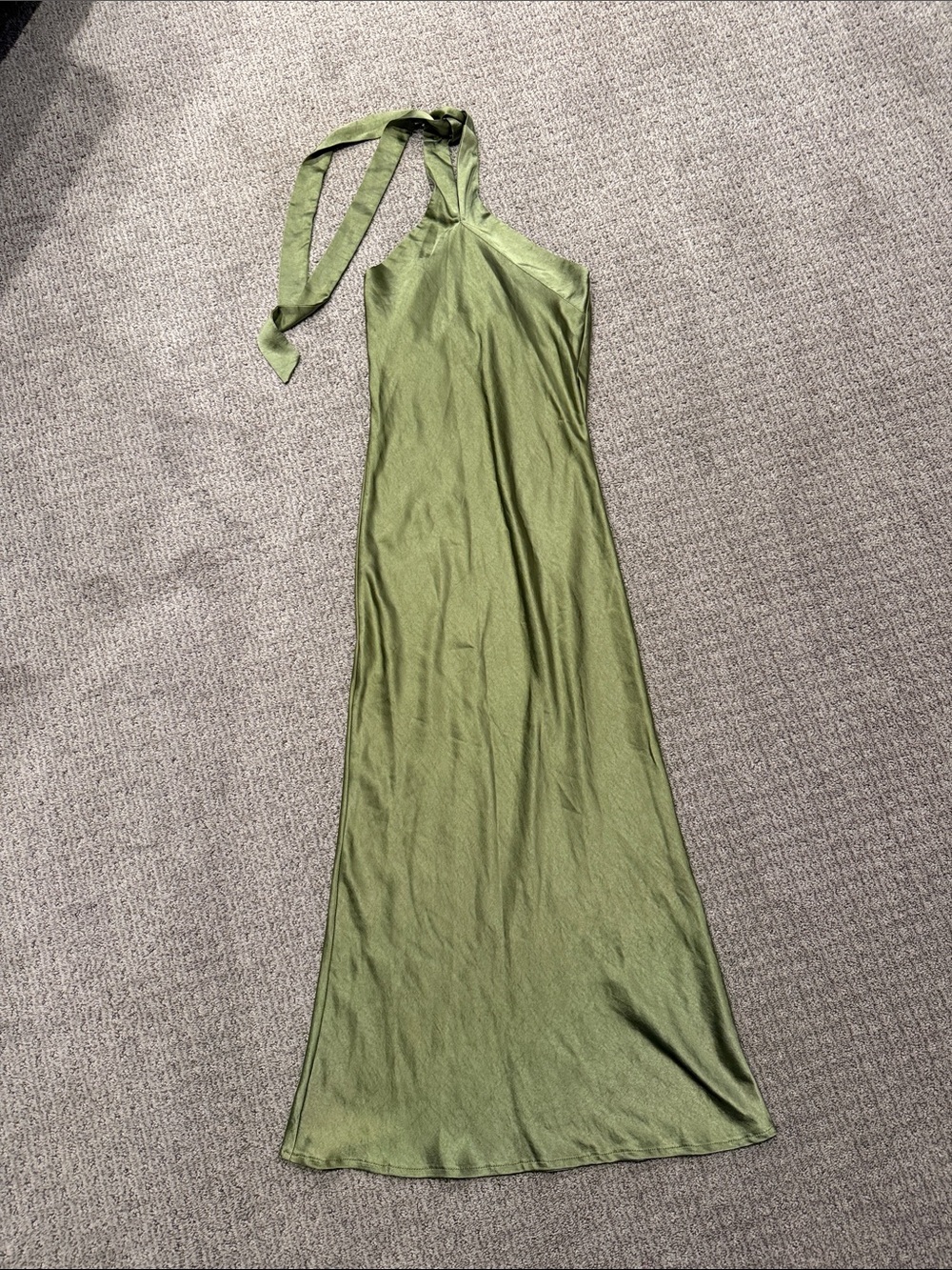 Petal & Pup One-Shoulder Olive Green Maxi Slip Dress